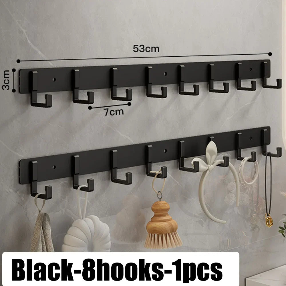 Heavy-Duty Adhesive Wall-Mounted Towel and Clothes Hook - No-Drill Stainless Steel Multi-Hook for Bathroom and Kitchen