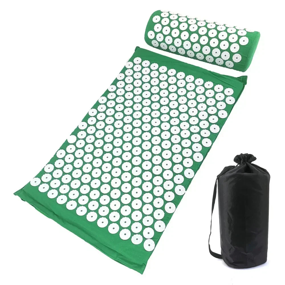 Acupressure Spike Mat & Pillow Set – 26 x 16 x 0.8 in (66 x 40 x 2 cm) Back & Neck Pain Relief Massage