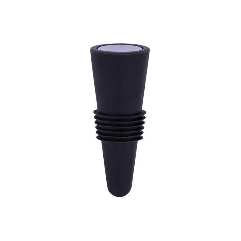Silicone Wine Bottle Stopper with Stainless Steel Top - Leakproof Reusable Champagne & Beverage Sealer