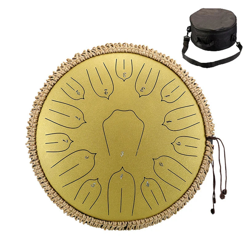 13-Inch (32 cm) 15-Note D-Tone Steel Tongue Drum Glucophone Handpan Percussion