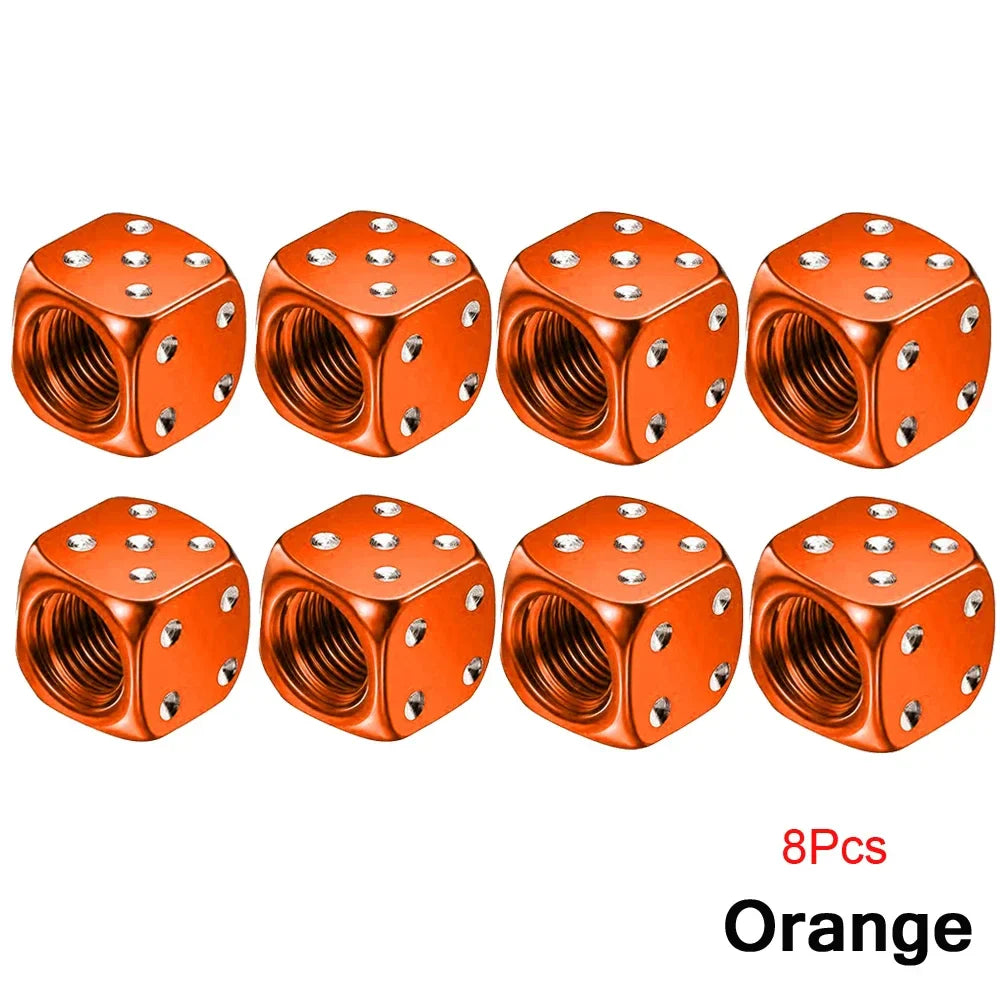 2/8-Pack Aluminum Dice Tire Valve Caps, Universal Wheel Stem Air Valve Covers for Car Truck Motorcycle Bike