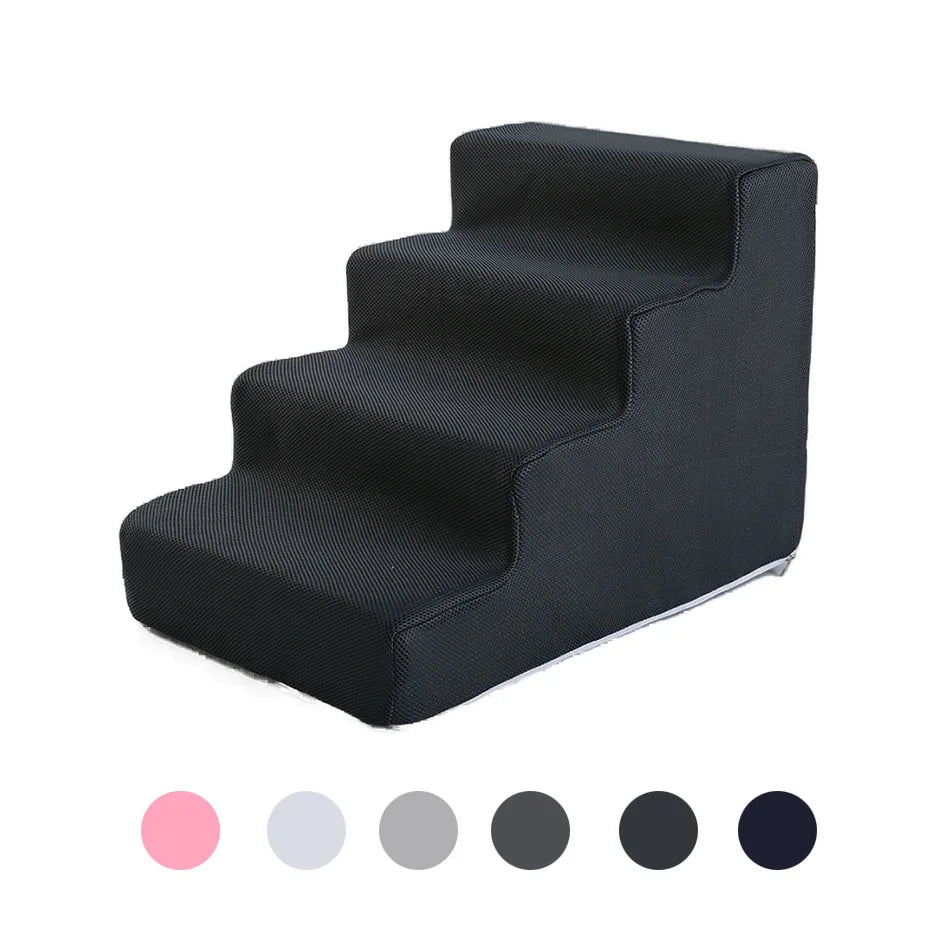 Pet Stairs for Dogs & Cats — 2/3/4-Step Detachable Sponge Ramp, Washable Waterproof Pet Ladder