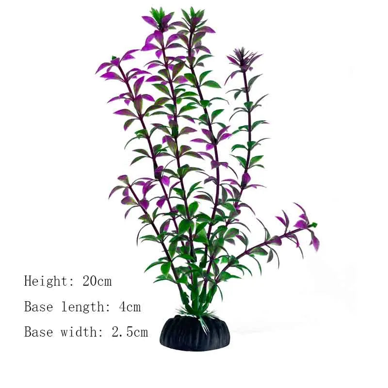 Artificial Aquarium Plants – Plastic Underwater Green Shrubs with Resin Base, Fish Tank Decoration