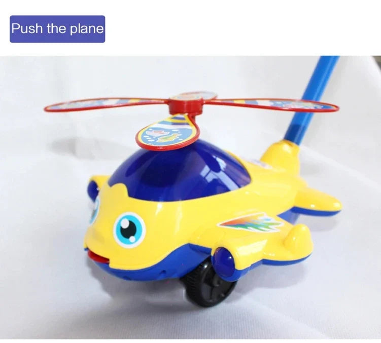 Outdoor Push-Along Baby Walker Plane Car Toy – Hand-Push Toddler Walker for Kids