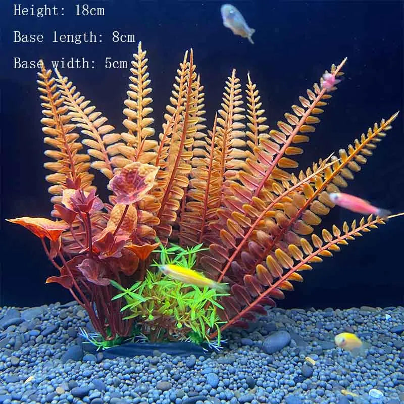 Artificial Aquarium Plants – Plastic Underwater Green Shrubs with Resin Base, Fish Tank Decoration