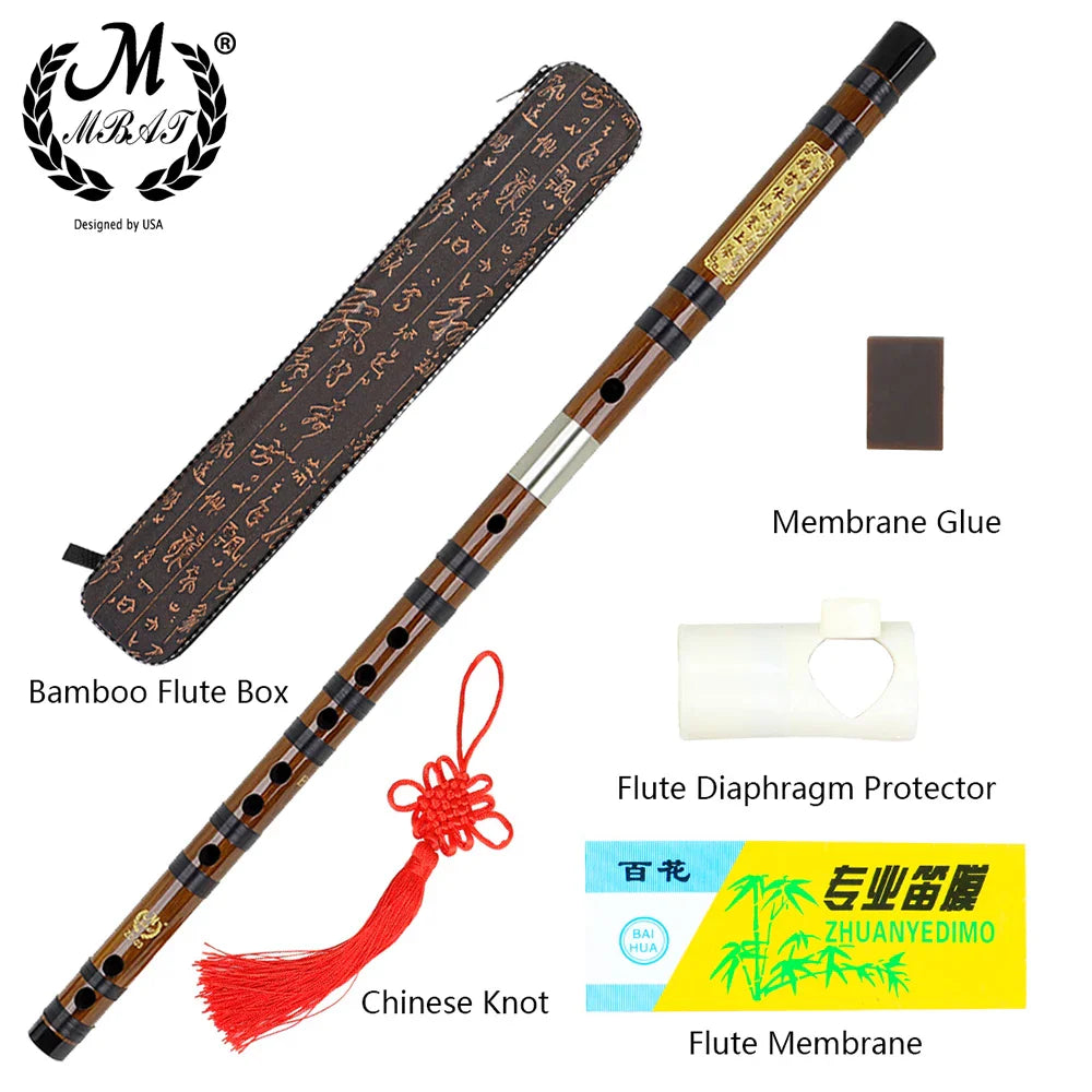 Handmade Bamboo Dizi Flute – 2-Piece Transverse Dizi, 8-Year Air-Dried Bitter Bamboo, Keys C/D/E/F/G, Brass Joint, Case & Membrane Included