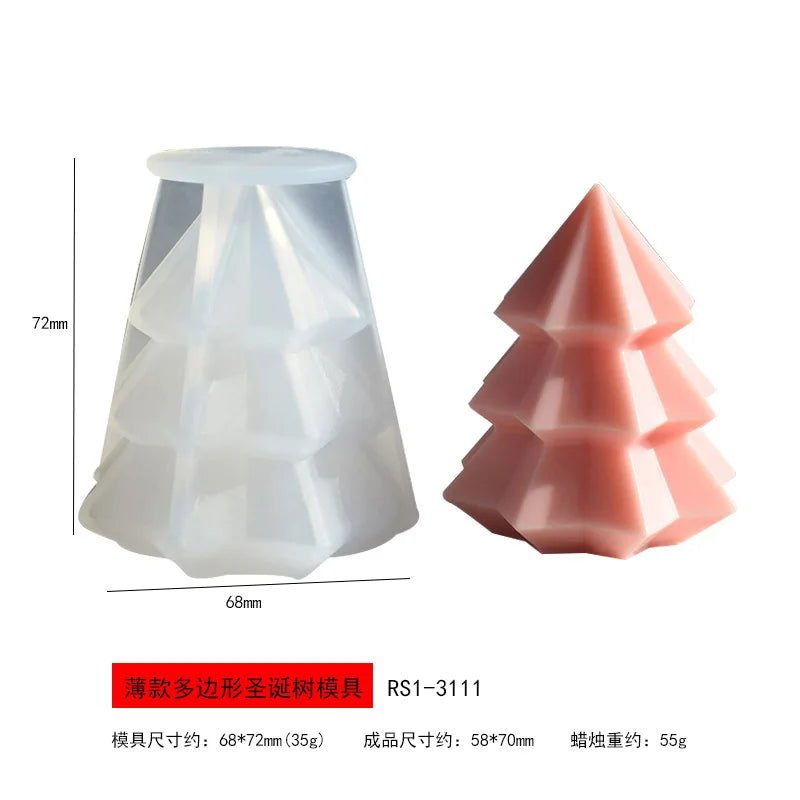 3D Christmas Tree Silicone Mold for Candle Making, Soap, Resin & Baking DIY Holiday Craft Kit