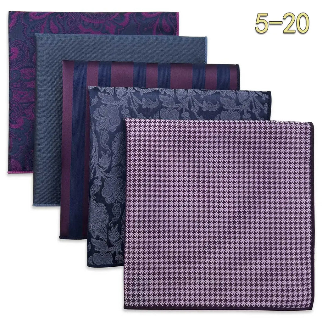 5-Pack Men's Microfiber Pocket Squares 12.6 in (32 cm) - Jacquard Woven Wedding & Formal Handkerchiefs, Assorted Patterns