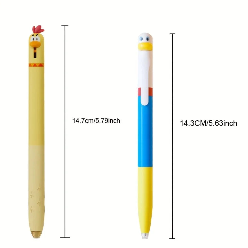 4-Pack Cute Chicken Rotating Ballpoint Pens 0.5mm Black Ink Novelty Press-Top Smooth Writing