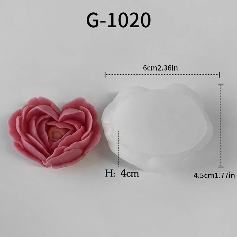 Silicone Rose Flower Mold for DIY Soap & Candles — Floral Resin, Wax & Gypsum Mold (3.0 x 2.4 x 1.6 in / 7.5 x 6 x 4 cm)