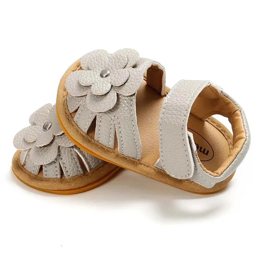 Infant Baby Girls Flower Non-Slip Soft Sole Sandals — Princess Dress Flats for Newborn