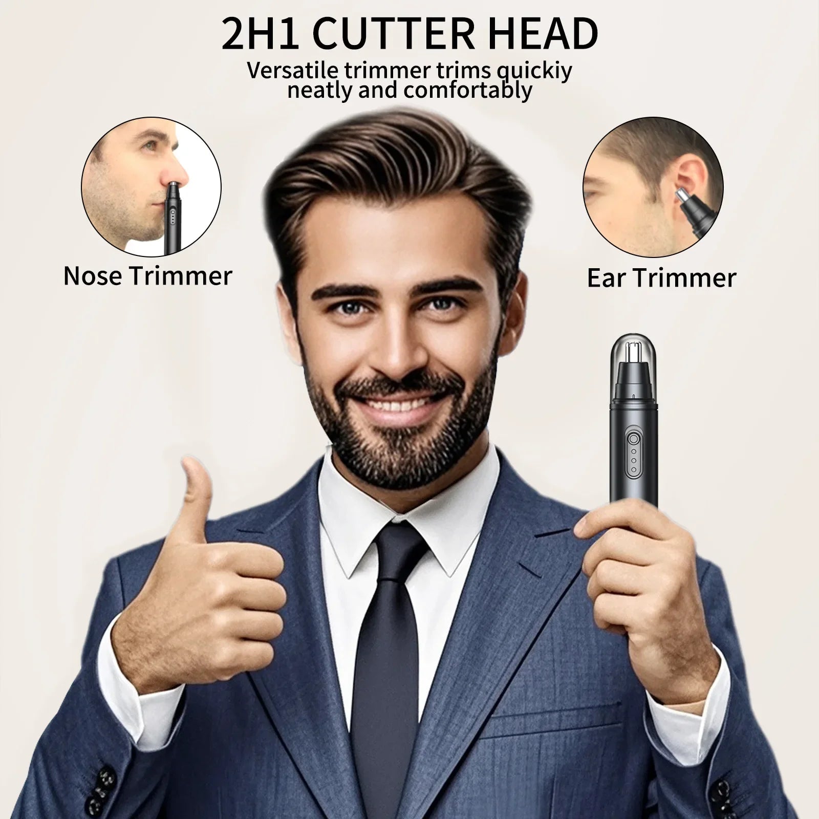 Rechargeable Electric Nose Hair Trimmer for Men — Portable Nose, Ear & Eyebrow Groomer with USB-C