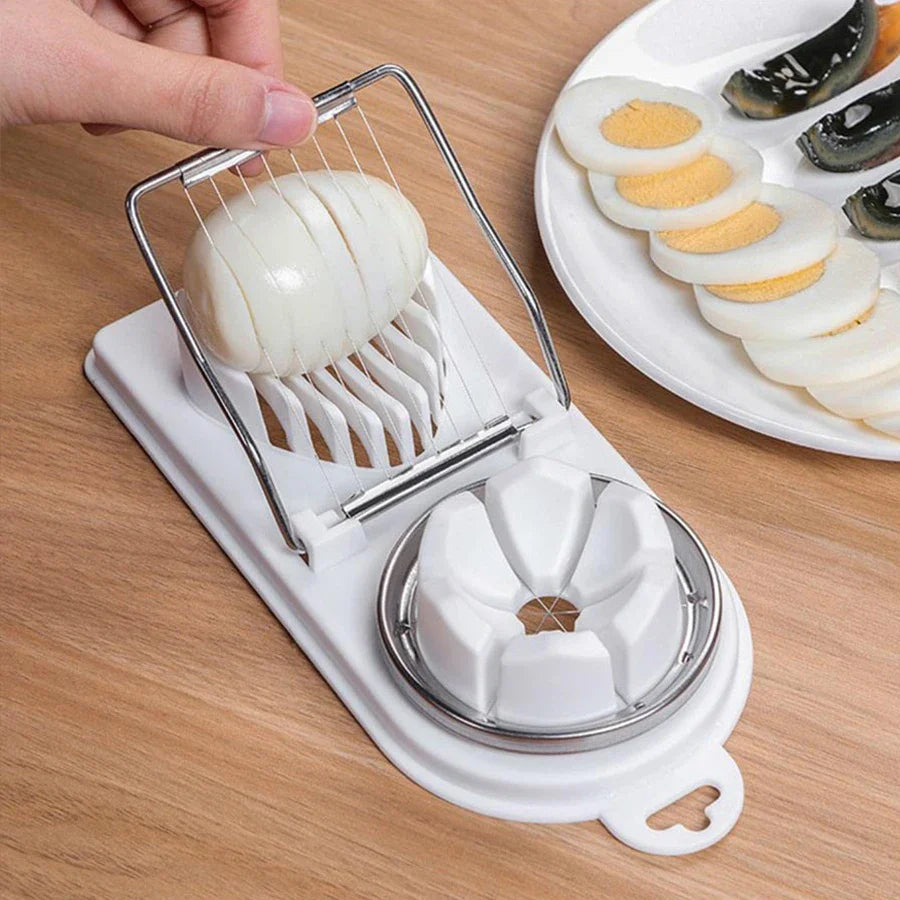 2-in-1 Egg Slicer and Cutter with PP Base, Stainless Steel Wire — Hanging, Easy-Clean Kitchen Tool