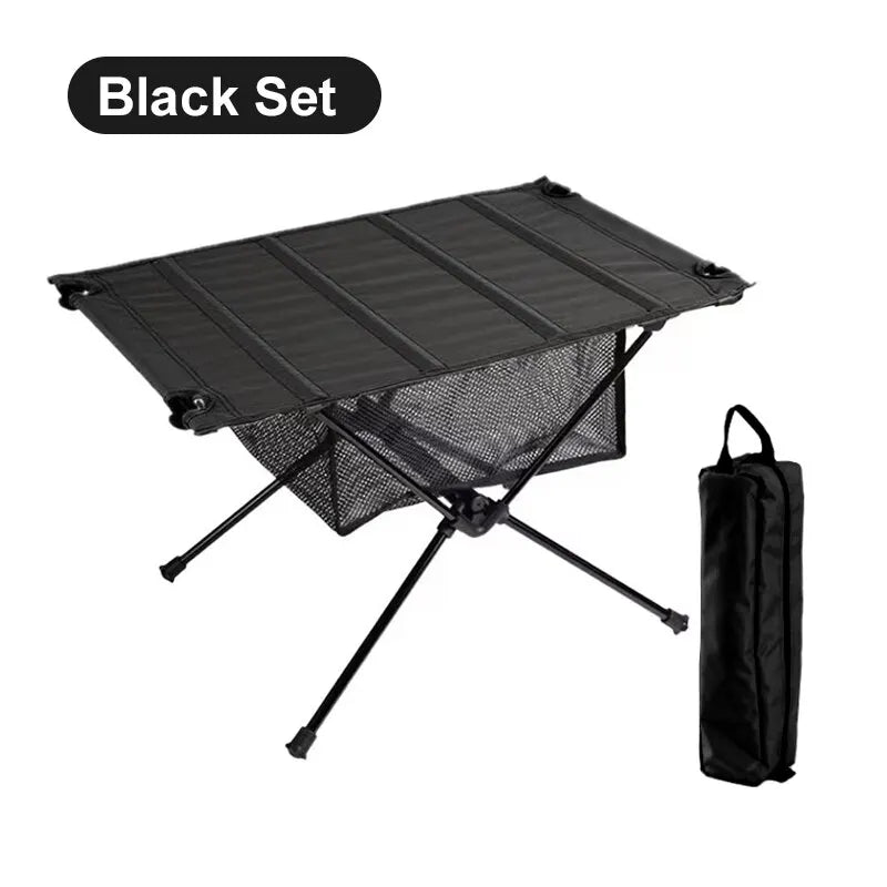 Lightweight Roll-Up Camping Table 1680D Oxford Top Aluminum Alloy Foldable Portable Picnic Table 23.6 x 15.7 x 15.5 in (60 x 40 x 39.5 cm)