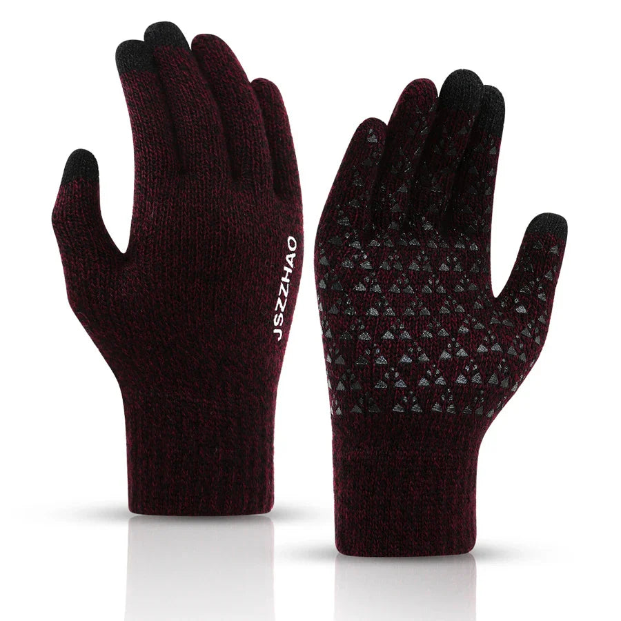 Unisex Winter Touchscreen Gloves - Thick Thermal Knit with Anti-Slip Silicone Palm