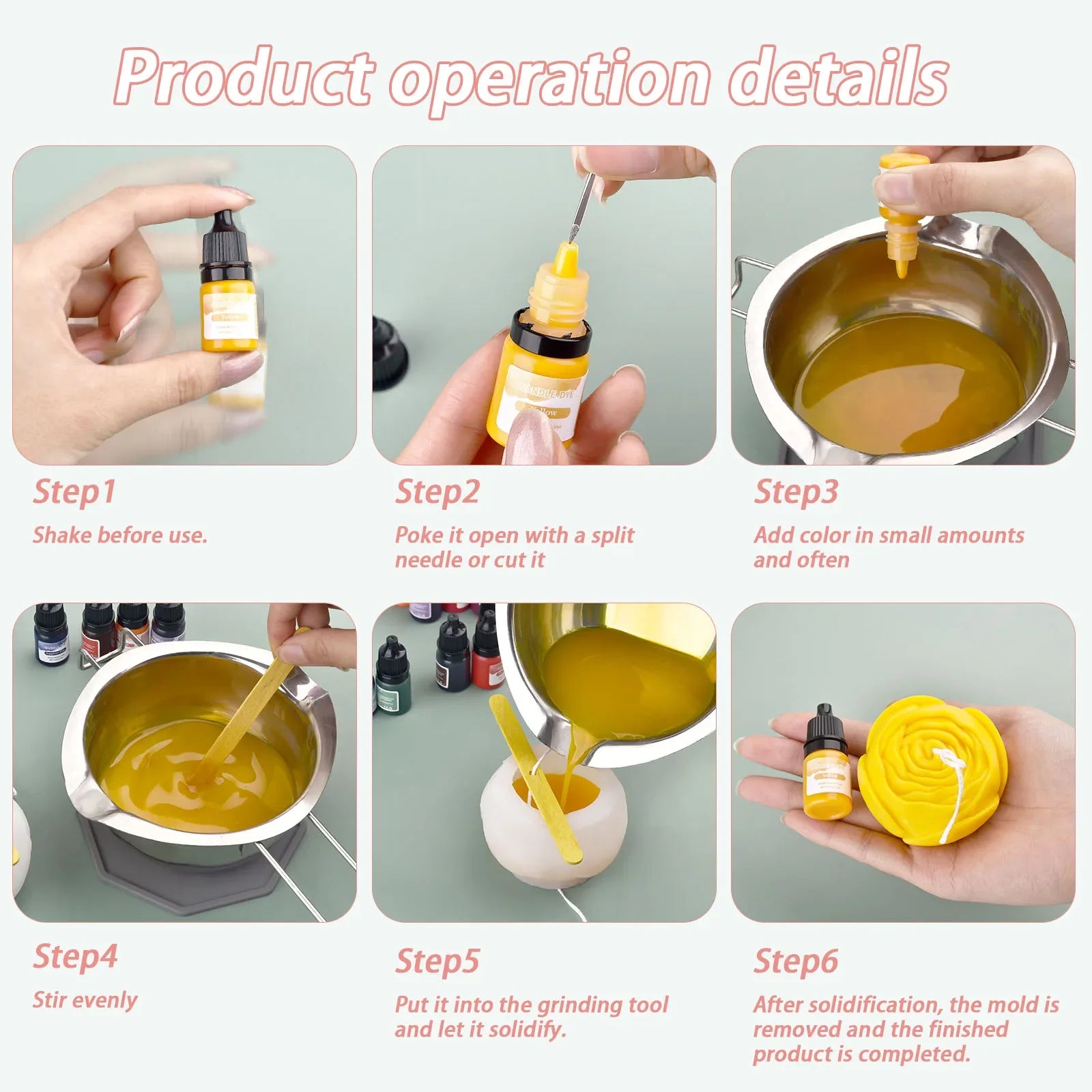5 ml (0.17 fl oz) Liquid Candle Wax Colorant – Non-Toxic High-Concentration Pigment for Soy Candles & Soap DIY