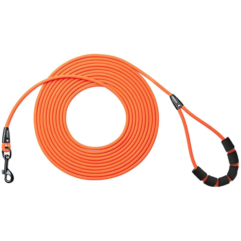 Waterproof PVC Dog Leash — Long Training Recall Lead 5ft/1.5m, 10ft/3m, 20ft/6m, 30ft/9m — Durable Tangle-Free Leash for Beach, Yard & Camping