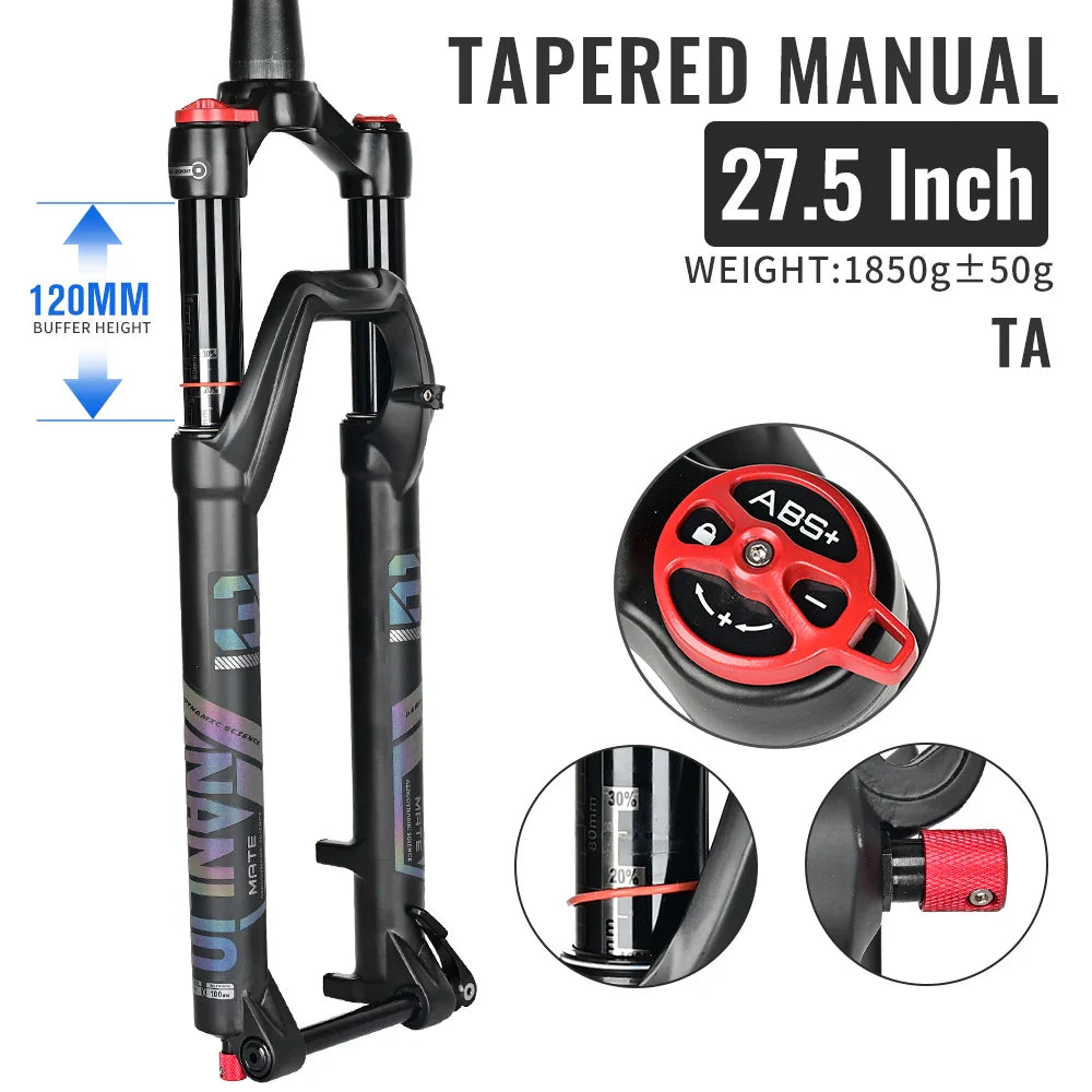 Air Suspension MTB Fork Rebound and Lockout Adjustment 26 / 27.5 / 29-Inch Straight or Tapered, 120mm (4.7in) & 140mm (5.5in) Travel