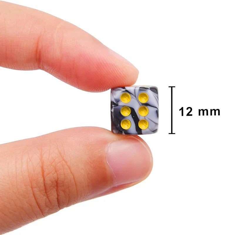 12mm (0.47in) 6-Sided D6 Dice - Two-Tone Round Corner - Pack of 100/50/30/10, Random Colors for RPG, Board Games, Teaching Math