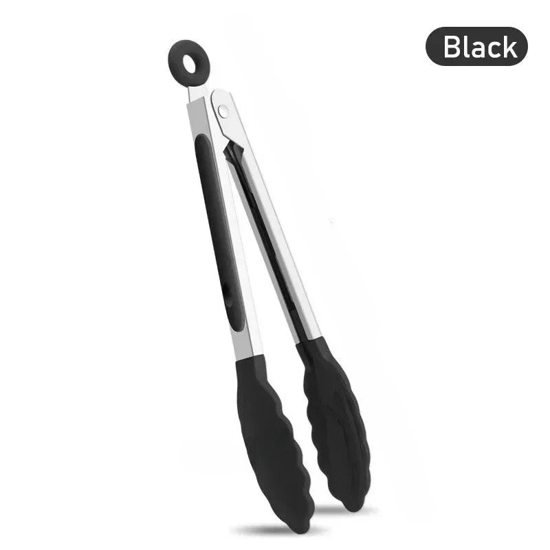 7-Inch Non-Slip Silicone Tip Food Tongs (21.4 cm) – BBQ Grilling, Salad & Kitchen Serving Utensil