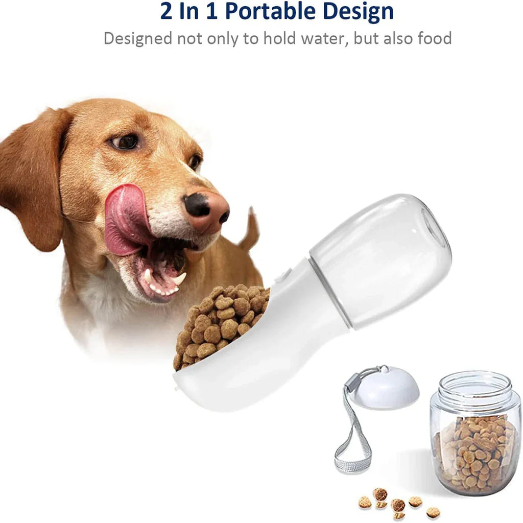 Dog Water Bottle Pet Dispenser with Detachable Food Container Leak-Proof Lock for Travel and Hiking