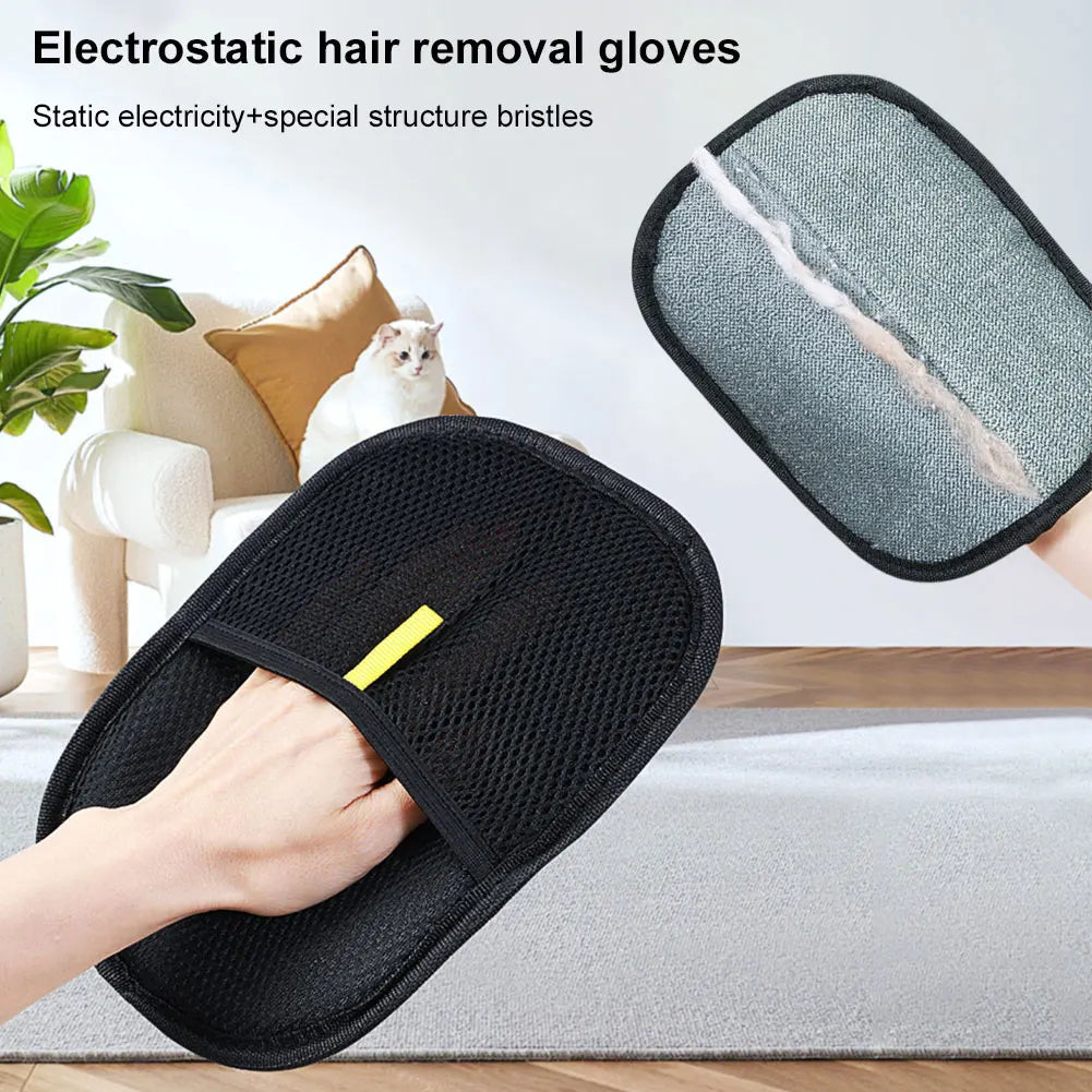Pet Deshedding Grooming Gloves - Double-Sided Hair Remover Mitt for Dogs, Cats & Rabbits (Long/Short/Curly Fur)
