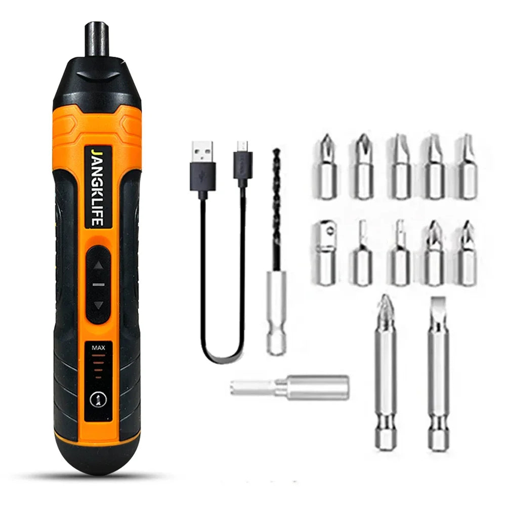 Cordless Electric Screwdriver 3.6V Rechargeable 1300mAh Mini Drill with 6.35mm (1/4") Chuck & Dual LED