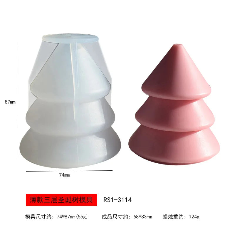 3D Christmas Tree Silicone Mold for Candle Making, Soap, Resin & Baking DIY Holiday Craft Kit