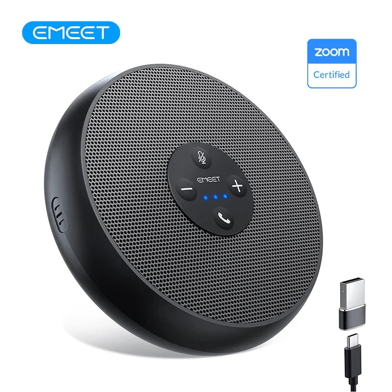 USB Wired Conference Speakerphone with 2 Mics – 360° Voice Pickup, Certified for Online Meetings, Office & Home