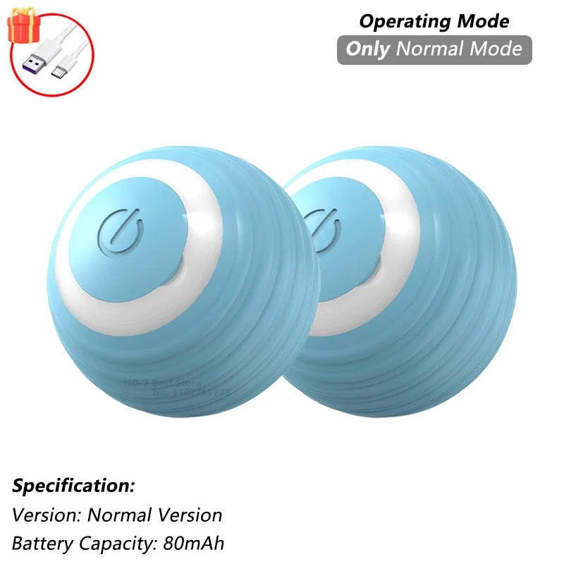 Rechargeable Interactive Cat Ball Toy — Automatic Rolling Smart Toy with Tail, LED & Obstacle Avoidance