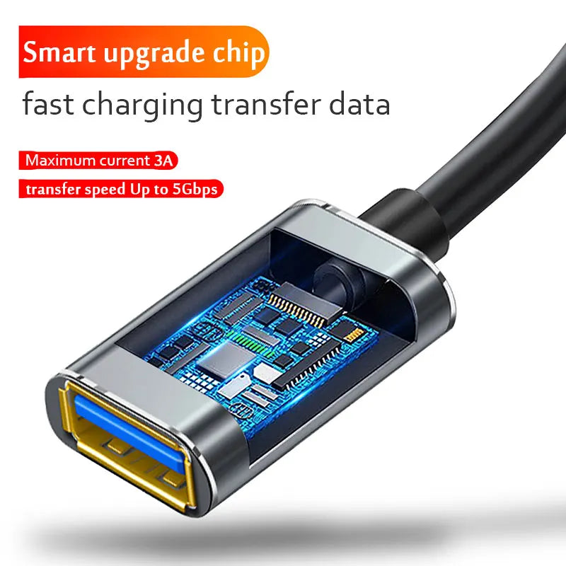 USB 3.0 Male to Female Extension Cable - High-Speed 5Gbps USB 2.0 Compatible Extender for PC, Laptop, Camera