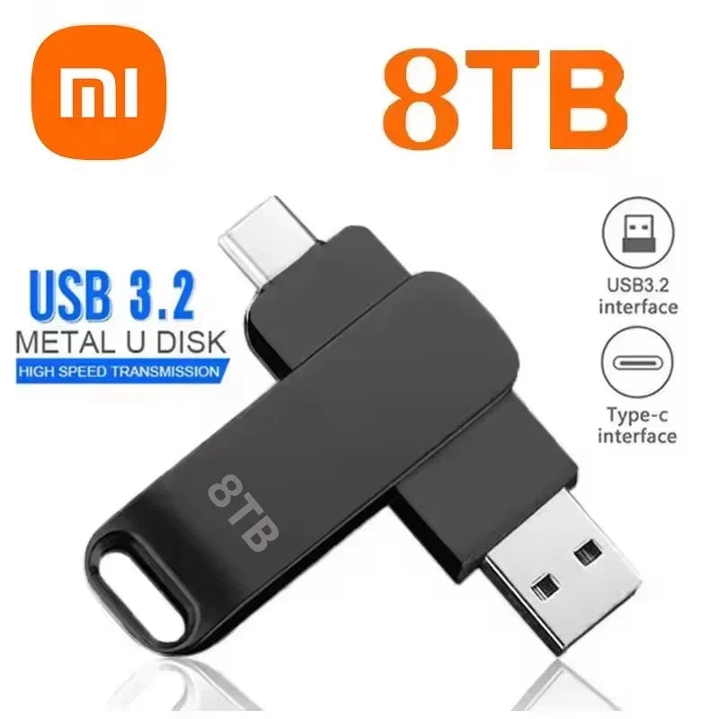 16TB USB 3.2 Type-C Metal Flash Drive - High-Speed Portable Pen Drive, Waterproof