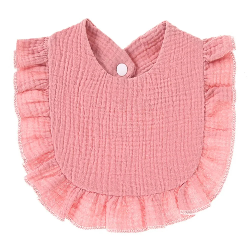 Ruffle Edge Cotton Gauze Baby Bib & Burp Cloth - Lace Saliva Bib for Infants 1-3 Years