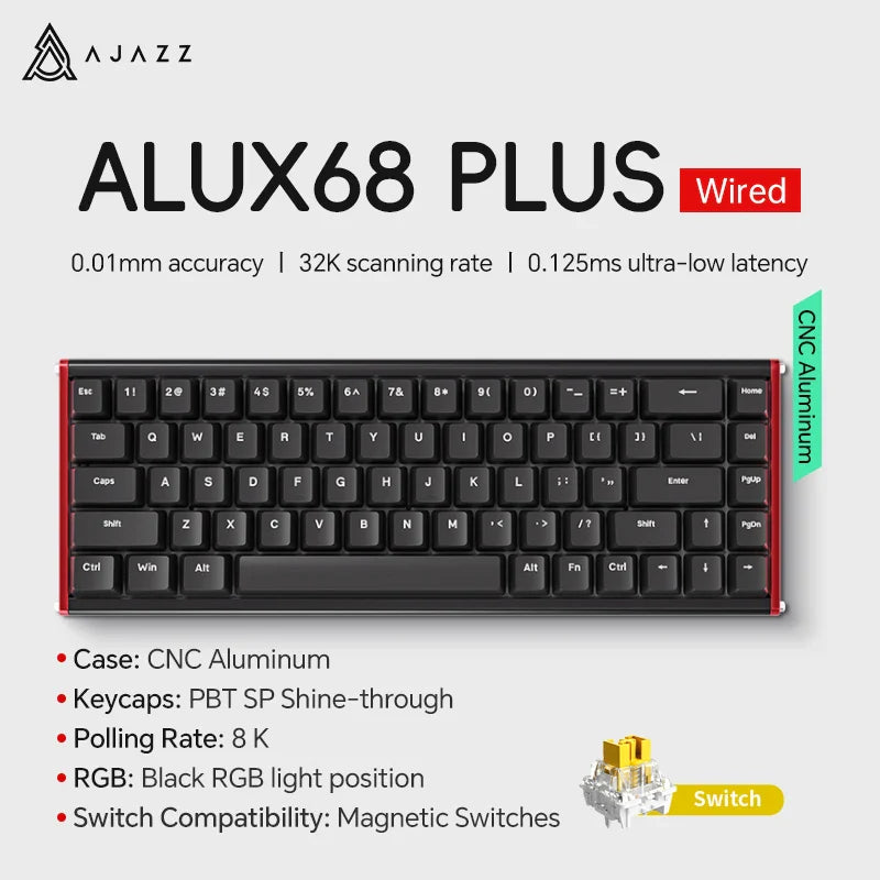 68-Key Hot-Swappable Mechanical Bluetooth & USB Compact Gaming Keyboard with RGB Backlight