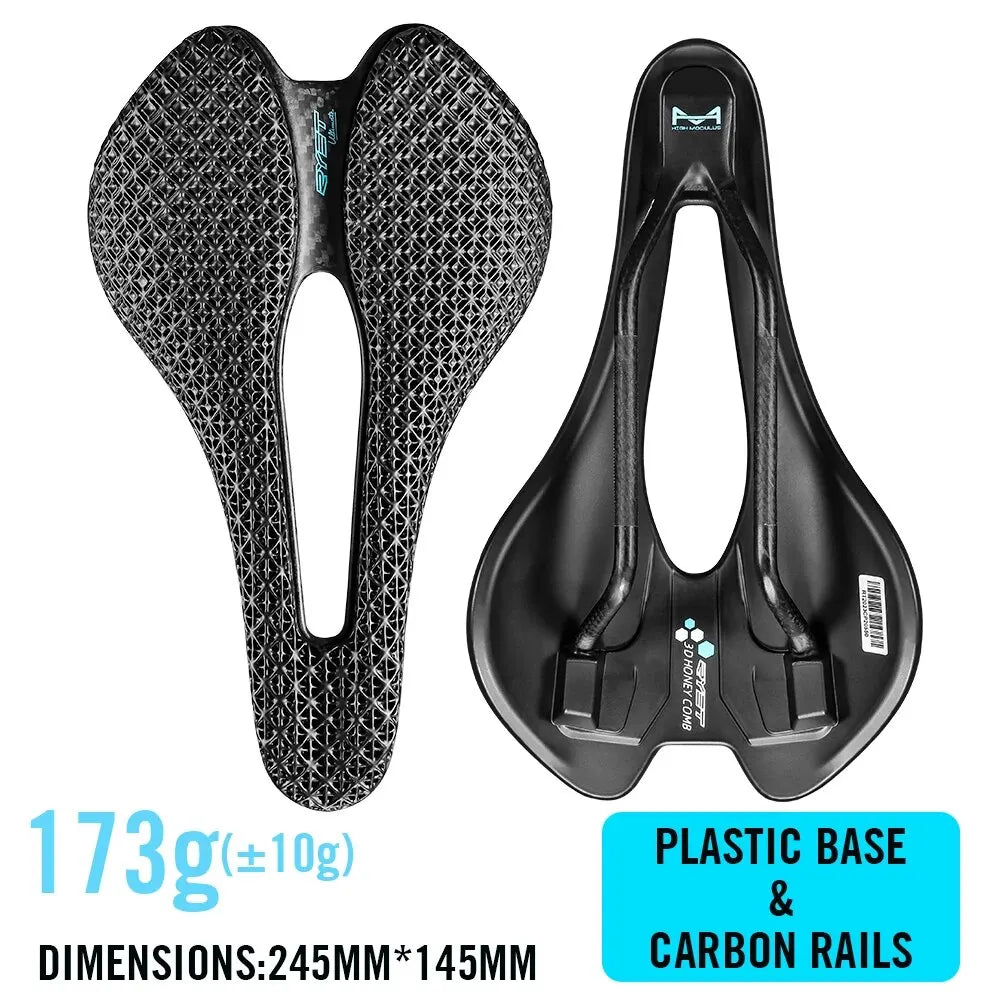 3D Printed Ultralight Carbon EVA Bike Saddle 245 x 145mm (9.65 x 5.71 in) for Road, MTB & Gravel