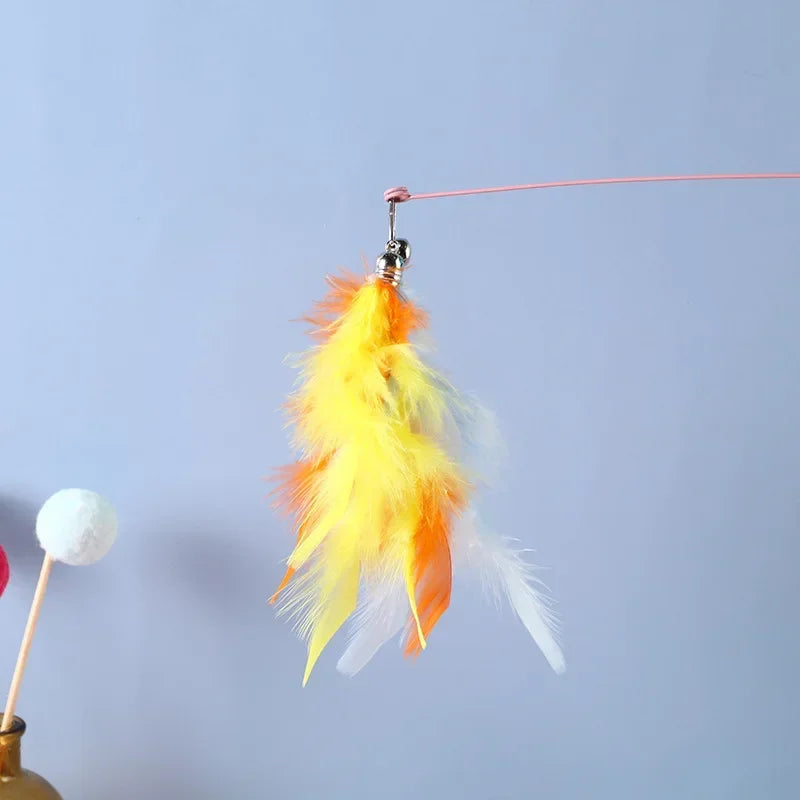 Interactive Cat Feather Toy Refill Kit – Feather Birds, Faux Worm & Foam Ball with Bell for Kittens