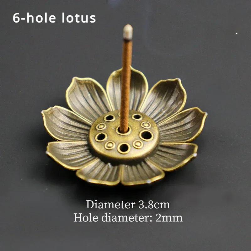 Lotus Alloy Incense Holder Small 1-Pack - Incense Burner for Sticks, Cones & Coils, Home Meditation Decor