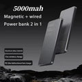 5000mAh Ultra-Slim Magnetic Wireless Power Bank Fast Charge Qi2 Clip-On Portable Battery with Built-In Cables and LED Display