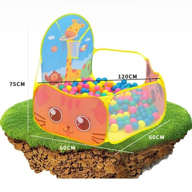 120 cm (47 in) Kids Playpen Ball Pit Tent with Basketball Hoop – Portable Indoor/Outdoor Children's Playhouse