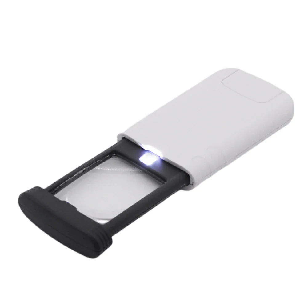 4x Foldable Pocket Magnifier with LED Light — Mini Handheld Loupe for Jewelry, Reading & Antiques