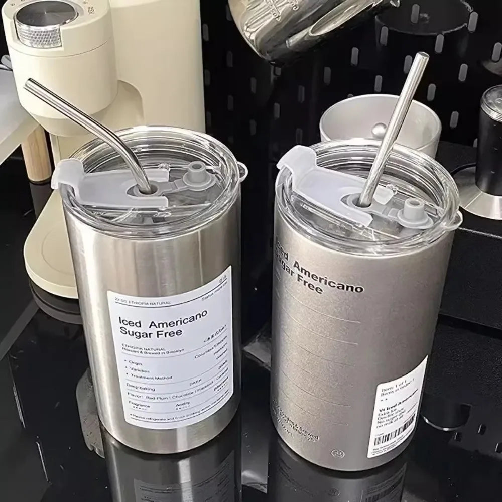 20 oz (591 ml) Insulated 304 Stainless Steel Tumbler with Straw and Lid, Vacuum Coffee Cup for Iced Drinks, Reusable
