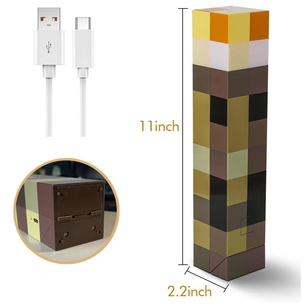 Brownstone Torch LED Night Light - 4-Color USB Rechargeable Cartoon Table Lamp with Wall Mount for Kids Bedroom