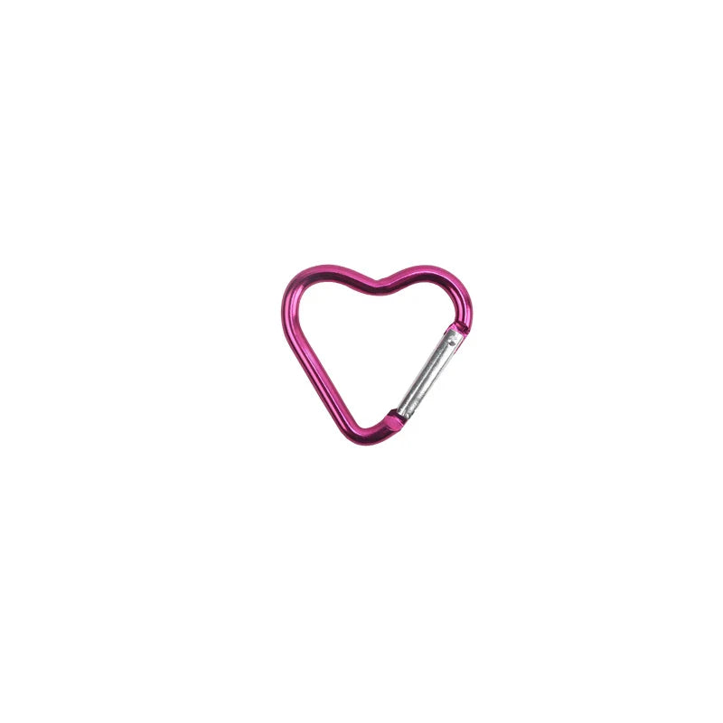 Heart-Shaped Aluminum Carabiner Keychain Clip for Keys, Water Bottles & Bags - Travel Hanging Hook
