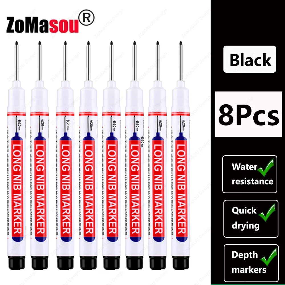 20mm Long-Head Deep Hole Marker Pens - Waterproof Fast-Dry Oil Markers for Wood, Metal & Glass (Red/Black/Blue/Green)