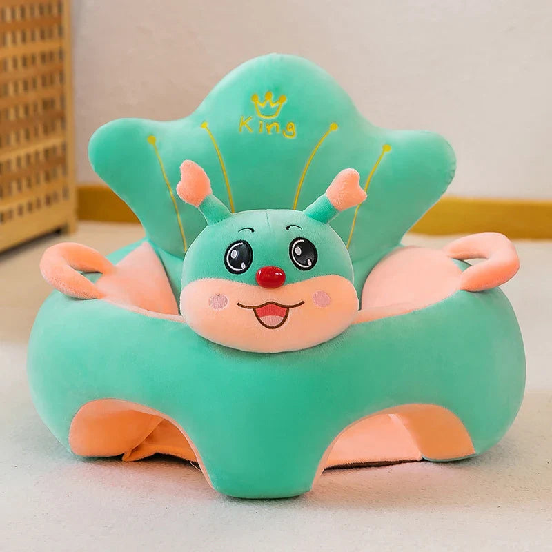 Plush Velvet Baby Sofa Seat Cover 50 x 50 x 40 cm (19.7 x 19.7 x 15.7 in) Learn-to-Sit Toddler Support Cover Cartoon Washable No Filling