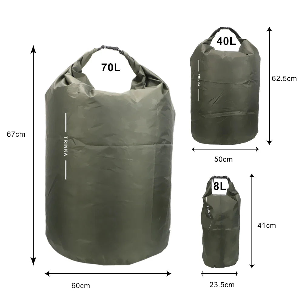 Waterproof Floating Dry Bags – 8L/40L/70L (2.1/10.6/18.5 gal) Roll-Top Sealed Storage Sacks for Boating, Kayaking & Canoeing