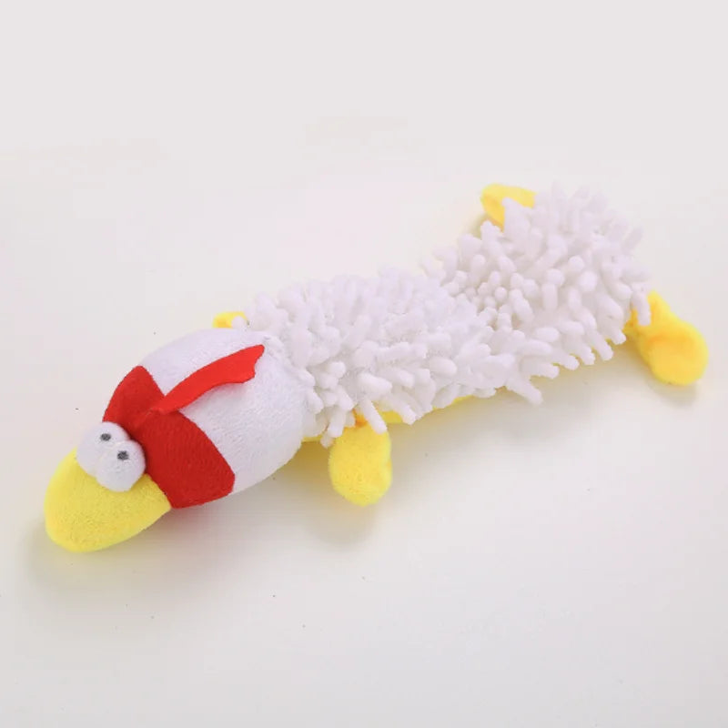 Small Breed Dog Plush Toy 10.2 in (26 cm) Animal Shape Squeaky Chew and Dental Cleaning Toy for Chihuahua Yorkie Bichon Puppies