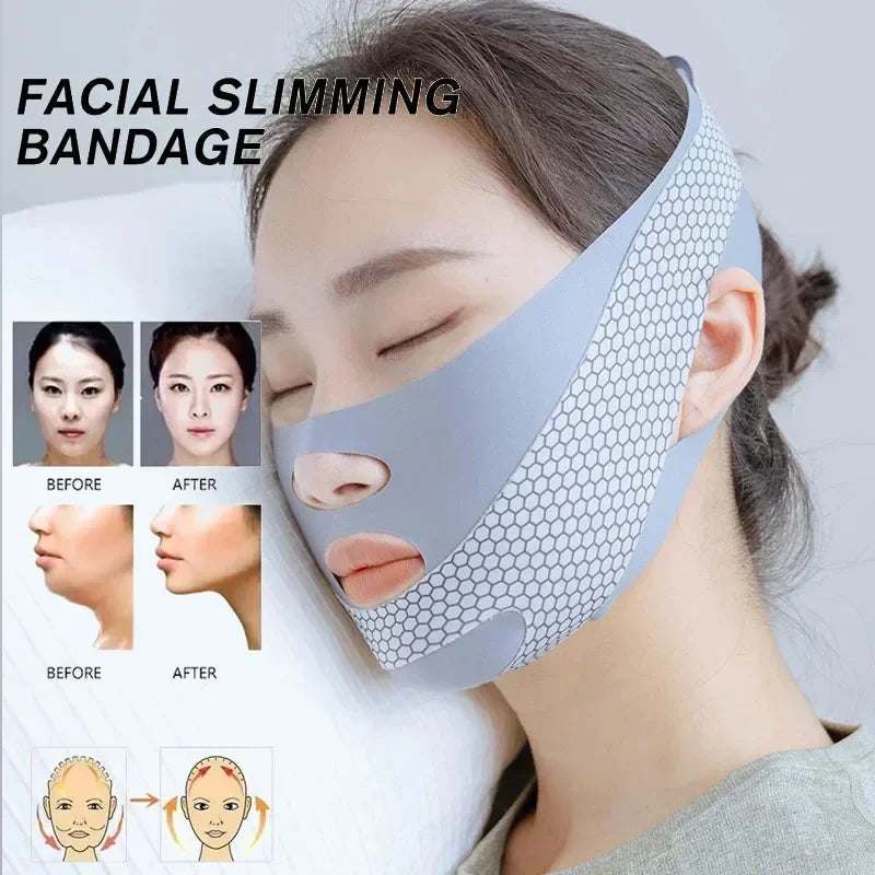 V-Line Face Lifting Bandage V Shaper Chin Slimming Strap (40cm x 10cm / 15.7in x 3.9in) Adjustable Breathable Face Slimmer for Double Chin