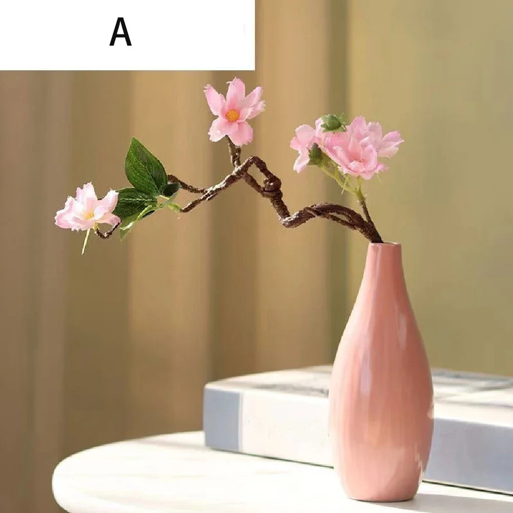 Simple Ceramic Porcelain Vase for Hydroponic Plants — Minimalist Small Vase for Living Room & Dining Table Decor