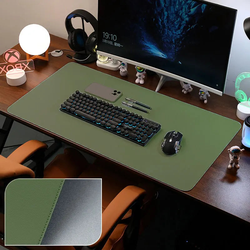 Large PU Leather Desk Pad Non-Slip Stitched Edge Office Mouse Pad and Desk Blotter